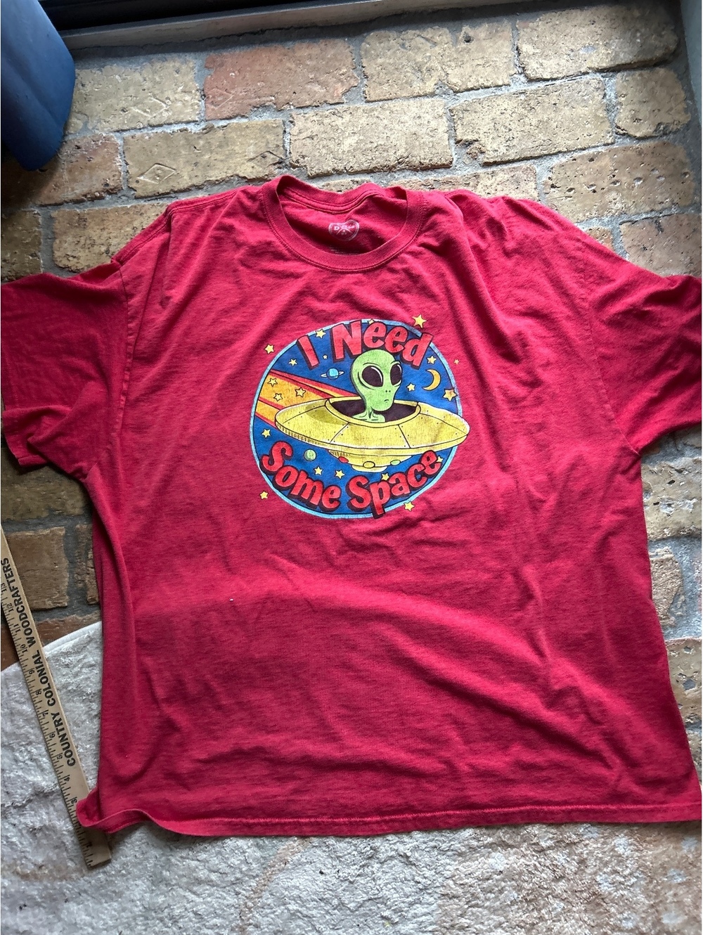Dyenomite 3XL Red Graphic T-Shirt with Alien and UFO Design